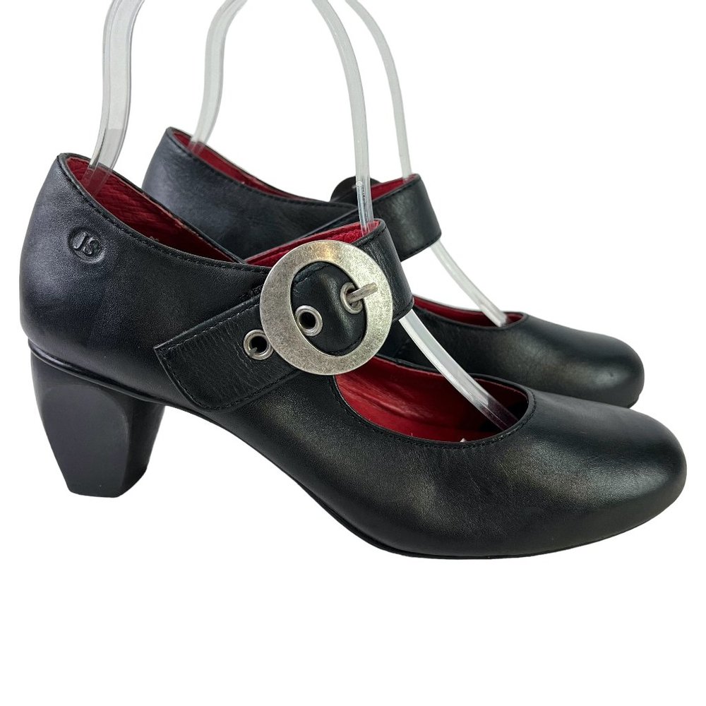 Josef Seibel Black Heels with Silver Buckle
